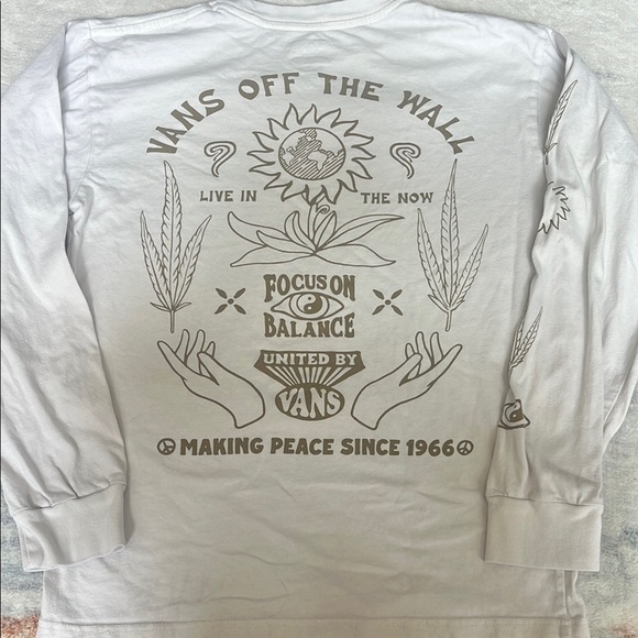 Vans White Long Sleeve Tee with Graphic Accents - Picture 5 of 5
